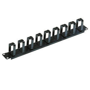 Lindy 1U 19" Rackmount Cable Management Panel 9 Hoop / 9 Ring Black 20718