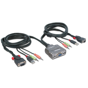 Lindy Compact 2-Port USB VGA KVM Switch with Audio 32797 "KVM-in-the-cable"