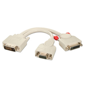Lindy DVI-I Male to DVI-D Female + VGA Female Splitter Cable 0.2m White 41048