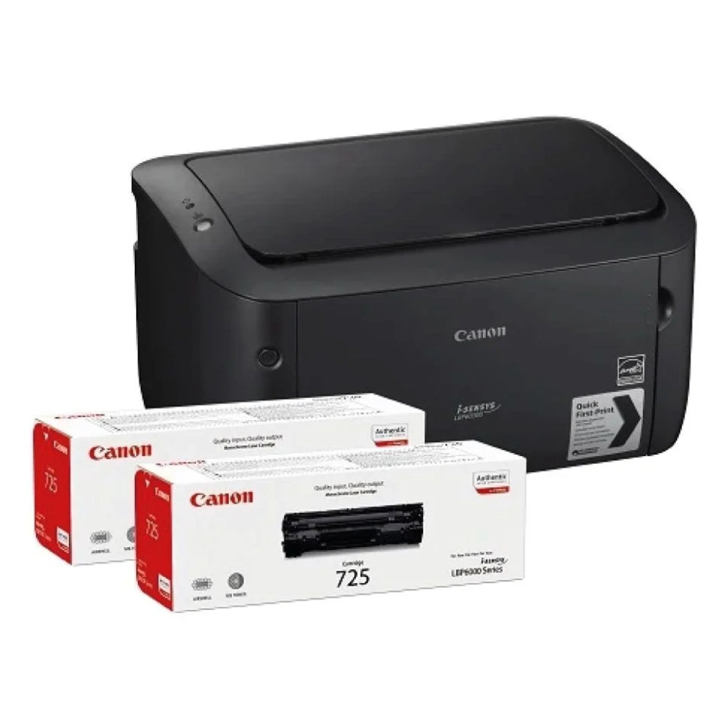 Canon i-Sensys LBP6030B A4 Mono Laser Printer Bundle with 2x 725 Toners 8468B045