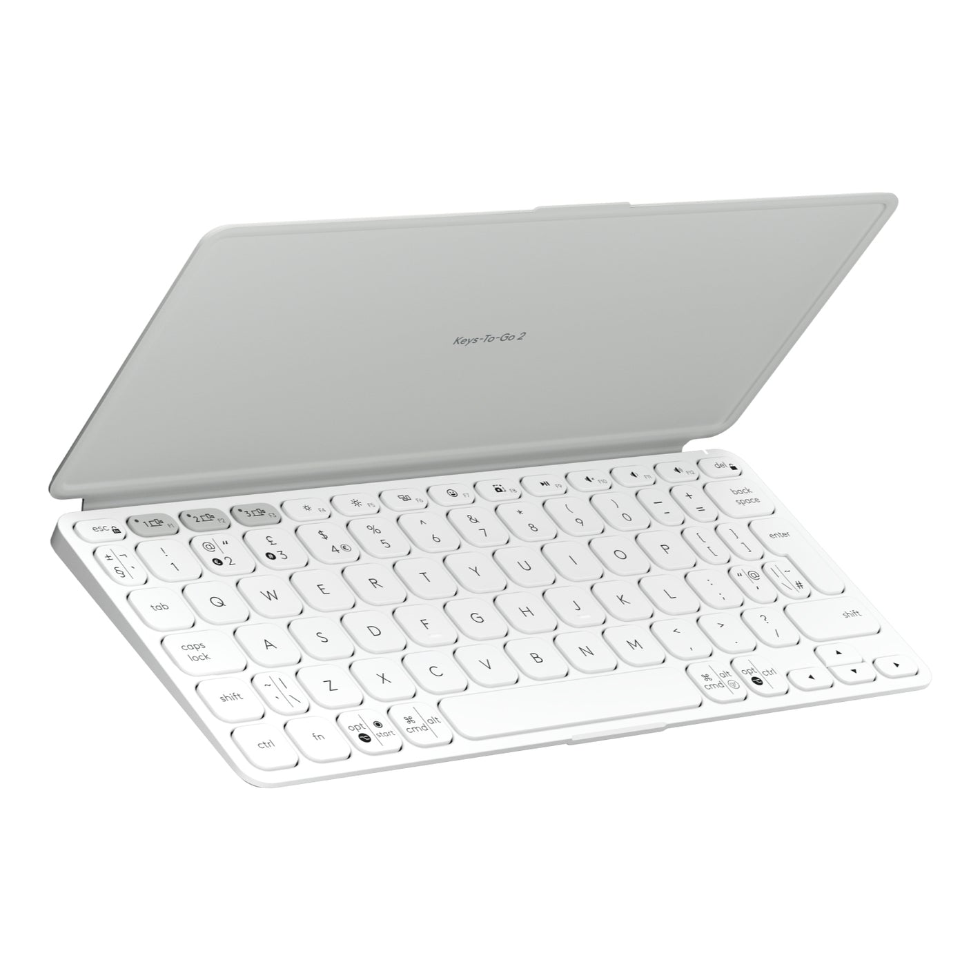 Logitech Keys-To-Go 2 Portable Bluetooth LE Multi-Device Keyboard, Pale Grey, UK Layout