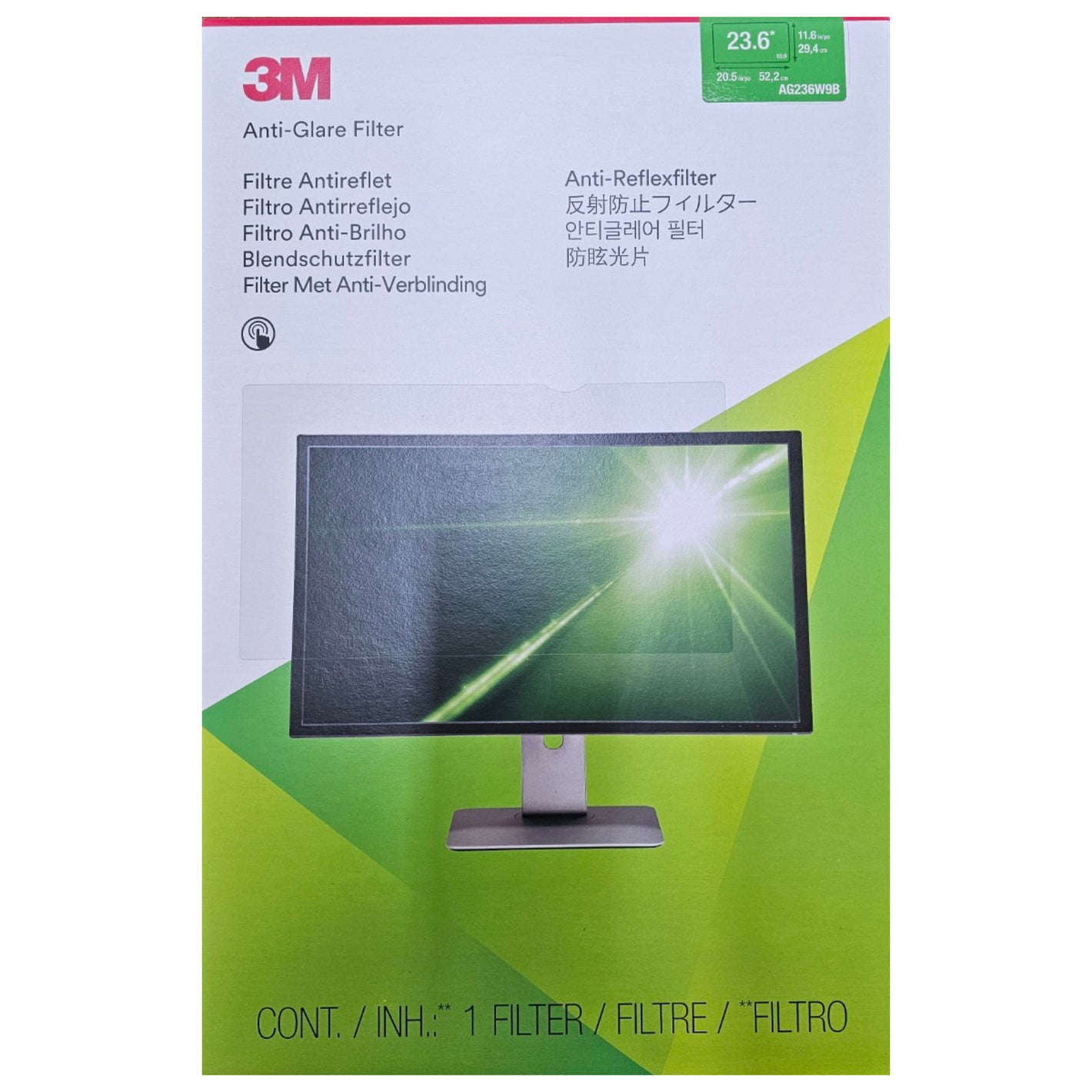 3M AG236W9B Anti-Glare Screen Filter for 23.6" (24") 16:9 Monitor (522 x 294mm)
