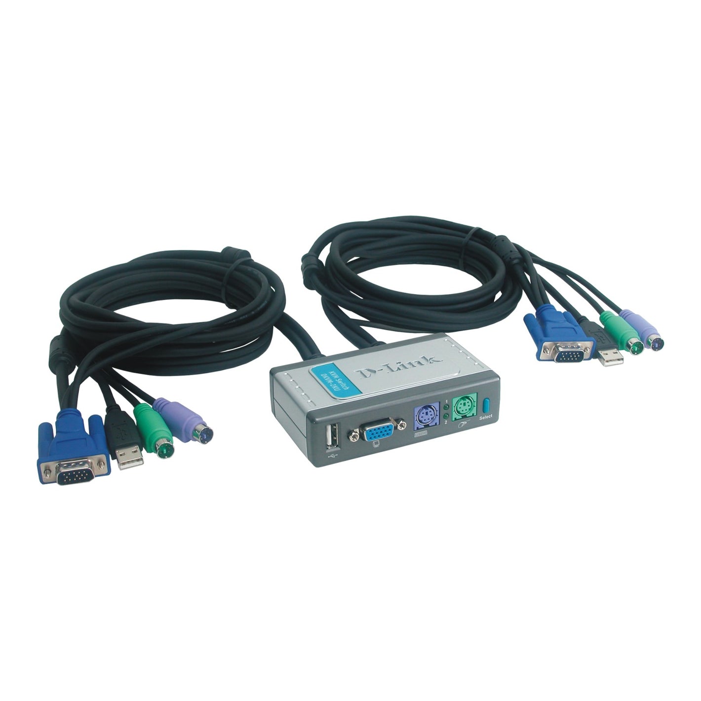 D-Link DKVM-2KU 2-Port PS/2 KVM Switch with USB & VGA Cables