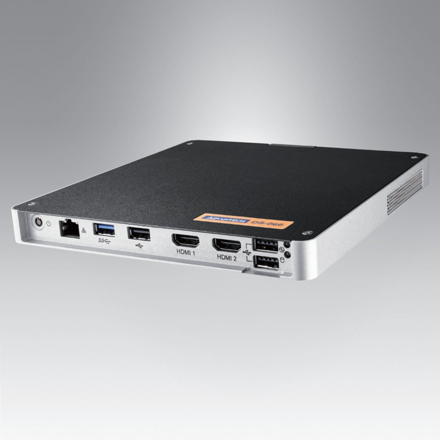 Advantech DS-066 Digital Signage Player, Ultra-Slim, Fanless, J1900, 4GB, 64GB, Windows IoT