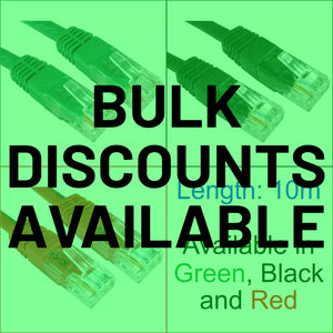 Cables Direct ERT-610 10m CAT6 RJ45 Ethernet Patch Cable UTP Black / Red / Green
