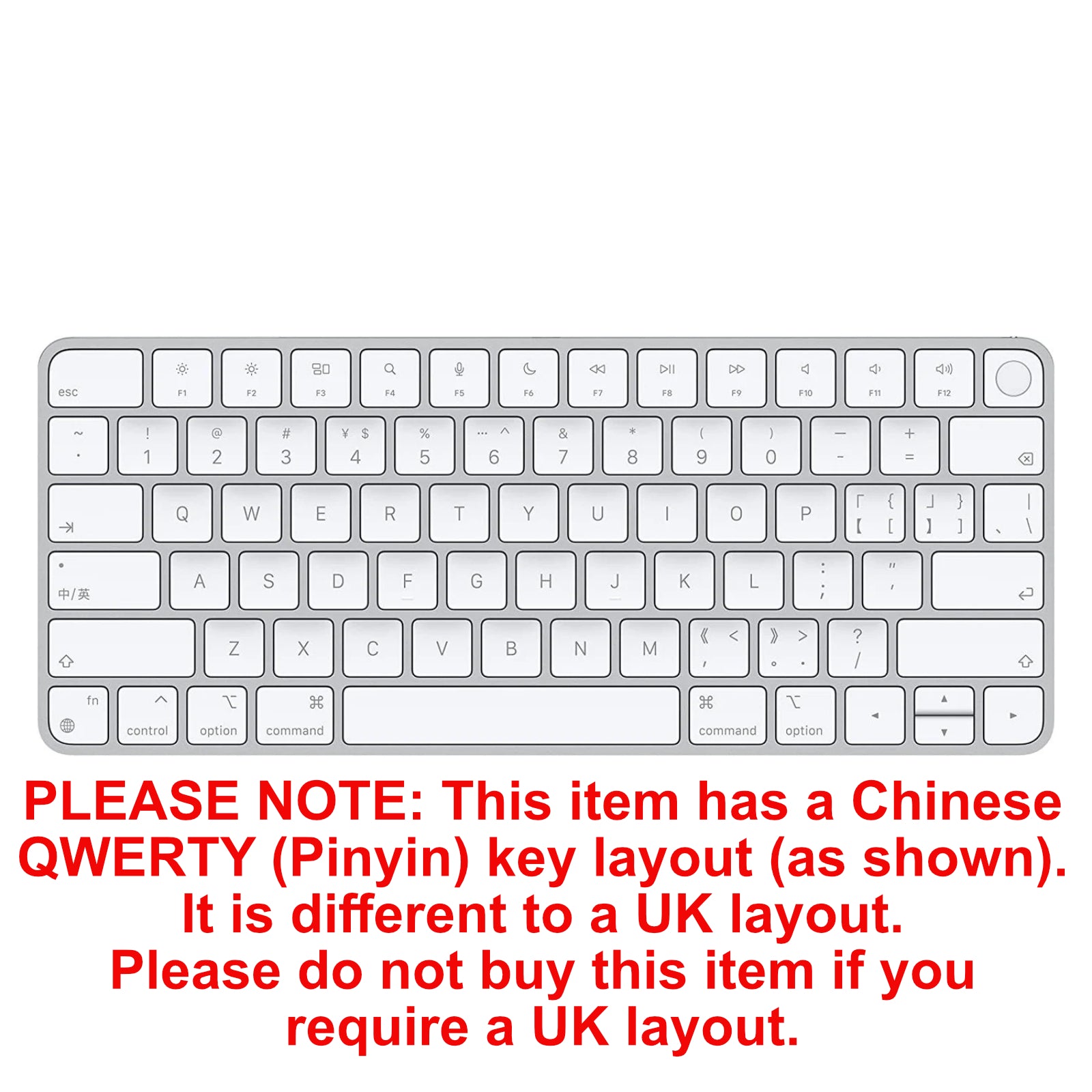 Apple Magic Keyboard with Touch ID, White *Chinese (Pinyin