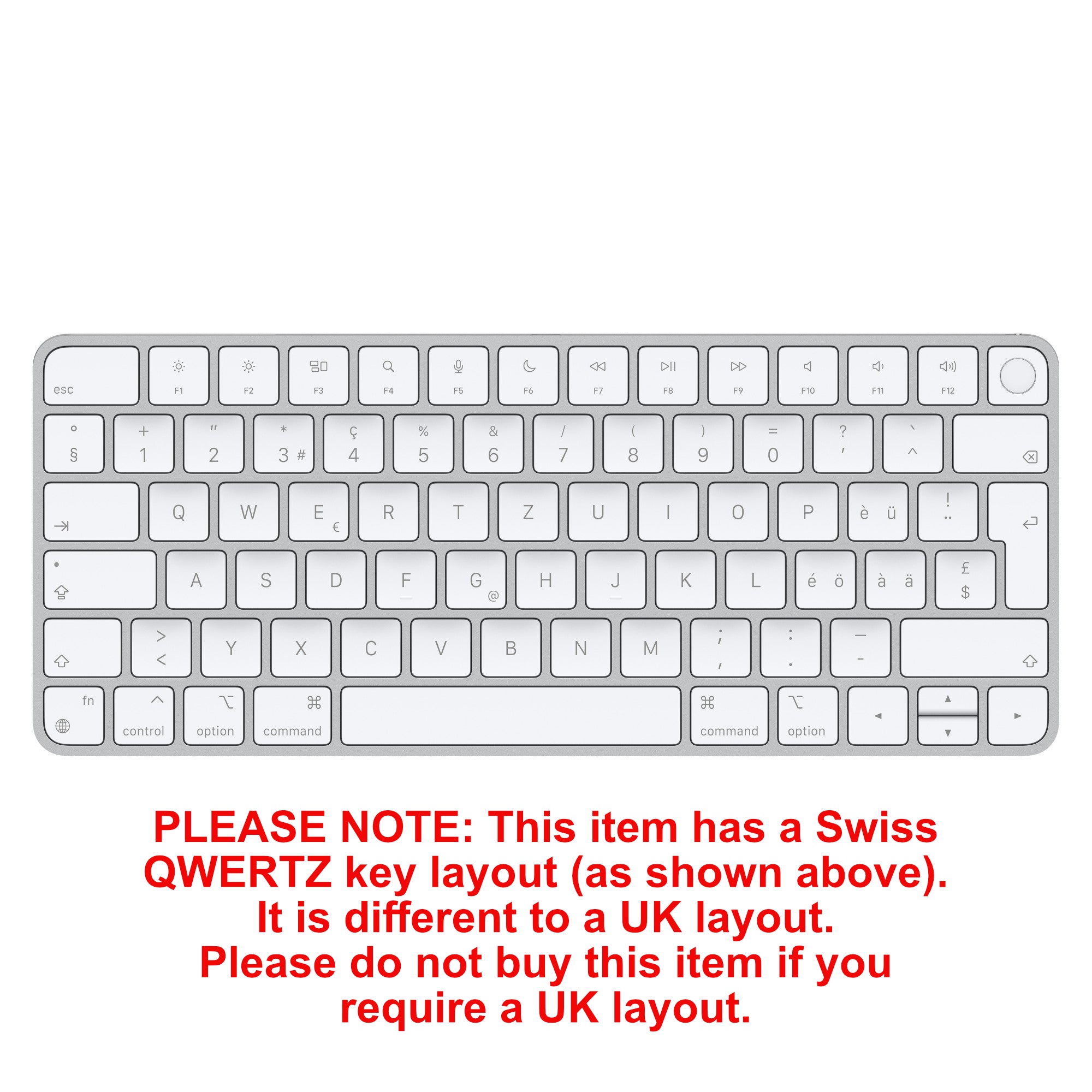 Apple Magic Keyboard with Touch ID, White *Swiss QWERTZ* (MK293SM/A)
