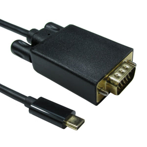 Cables Direct USB-C to VGA Adapter Cable 2m / 6ft 1080P 60Hz Black USB3C-VGA-2M