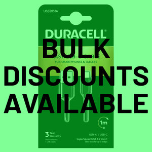 Duracell USB-A to USB-C Cable 1m Charge & Data Sync USB 3.2 Gen 1 5Gbps USB5031A