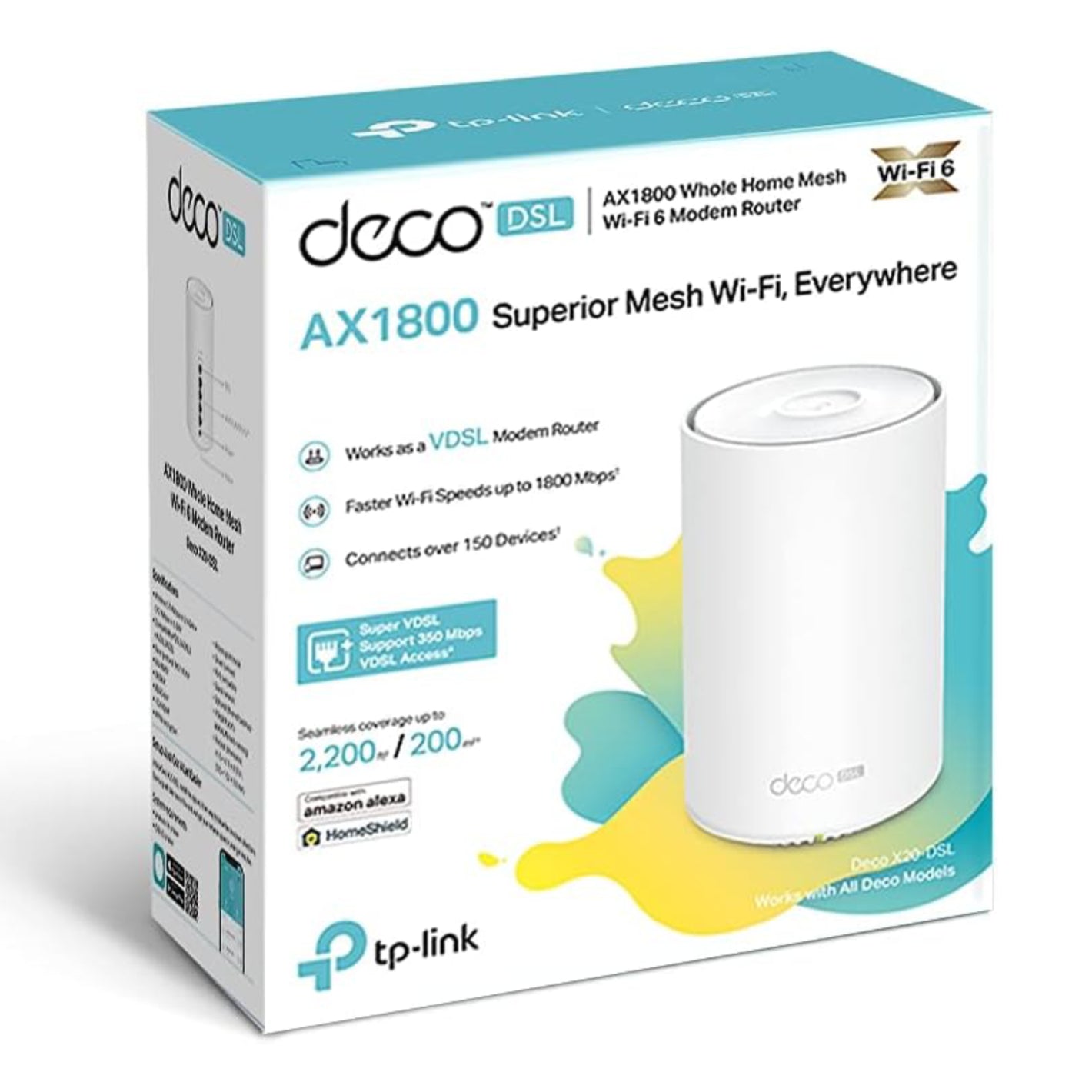 TP-Link Deco X20-DSL Whole Home Mesh Wi-Fi 6 Wireless VDSL Modem Router AX1800
